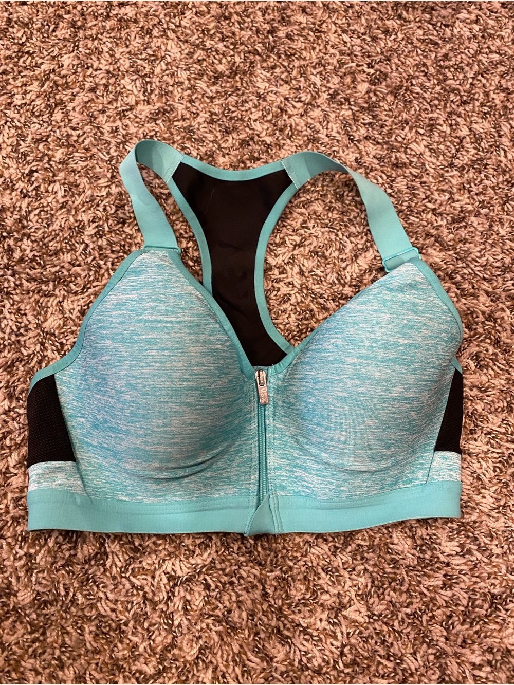 Victoria's Secret Teal Front-Zip Racerback Sports Bra